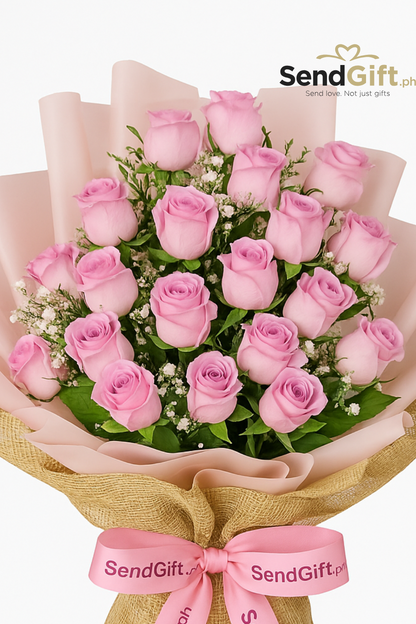 Blush Elegance – 24 Pink Roses Bouquet