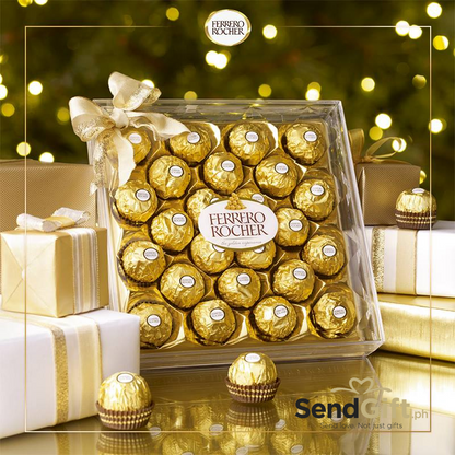 Blissful Blooms Bouquet + Ferrero Rocher 24-Piece Gift Set